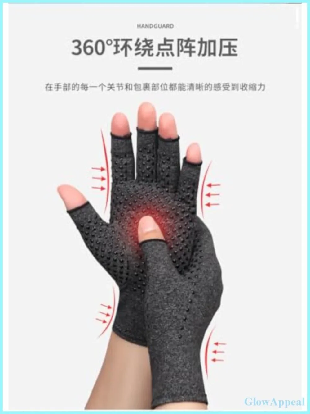 Compression Gloves for Arthritis, Cotton Spandex, Open Fingertip, Pain Relief